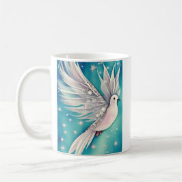 Taza De Café Pequeña paloma blanca con alas etéreas