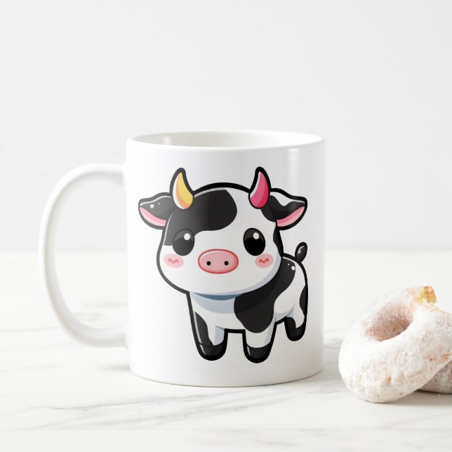 Taza De Café Pequeña vaca cutánea (Con donut)