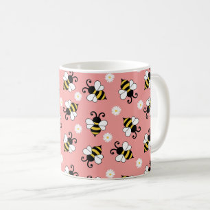 Taza De Café Pequeñas abejas y flores de margarita