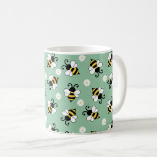 Taza De Café Pequeñas abejas y flores de margarita