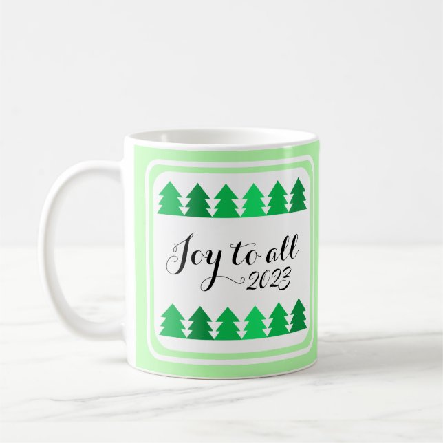 Taza De Café Pequeñas filas de verdes árboles de Navidad alegra (Izquierda)