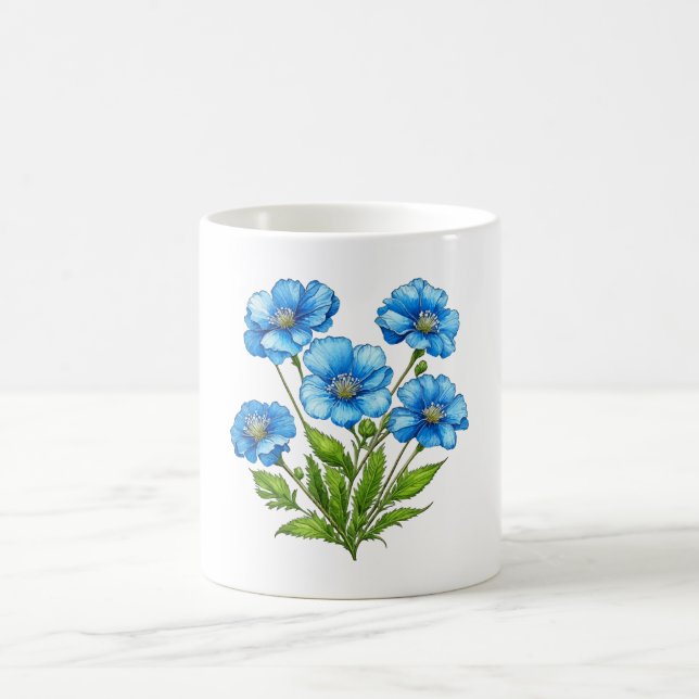 Taza De Café Pequeñas Flores Azules (Centro)