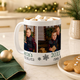 Taza De Café Pequeño Ayudante de Santa Verde Foto Navidad