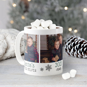 Taza De Café Pequeño Ayudante de Santa Verde Foto Navidad