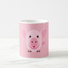 Taza De Café Pequeño cerdo rosa feliz y lindo
