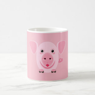 Taza De Café Pequeño cerdo rosa feliz y lindo