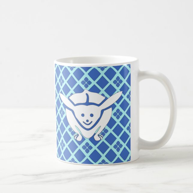 Taza De Café Pequeño conejo japonés, azul (Derecha)