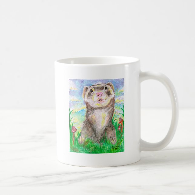 Taza De Café Pequeño Critter animal del hurón lindo (Derecha)