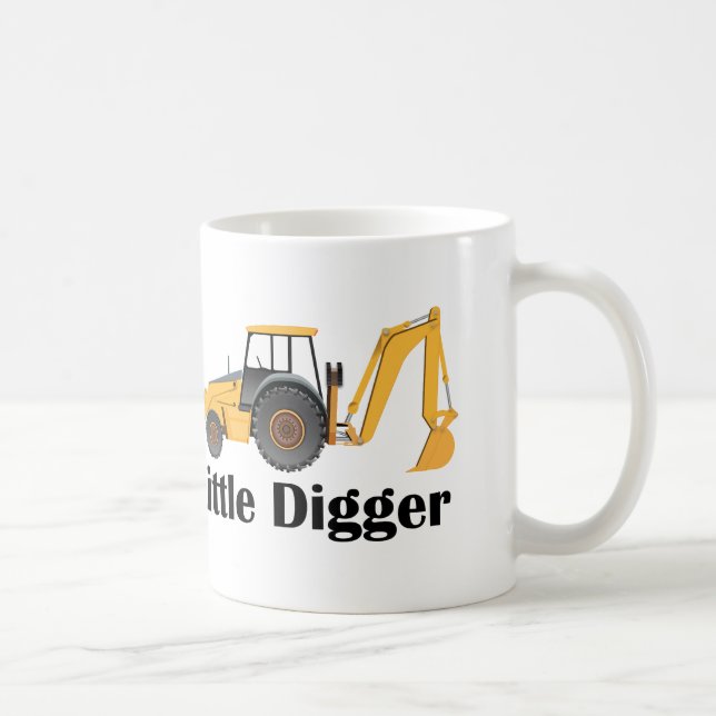 Taza De Café Pequeño Digger -  blanco de 11 onzas (Derecha)