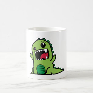 Taza De Café Pequeño dinosaurio verde adorable