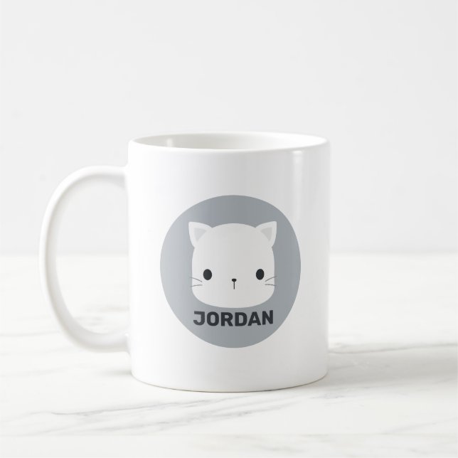 Taza De Café Pequeño gato con nombre personalizado (Izquierda)