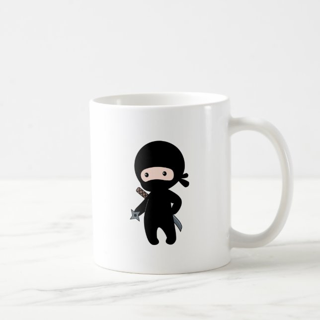 Taza De Café Pequeño ninja sosteniendo estrella arrojadiza (Derecha)