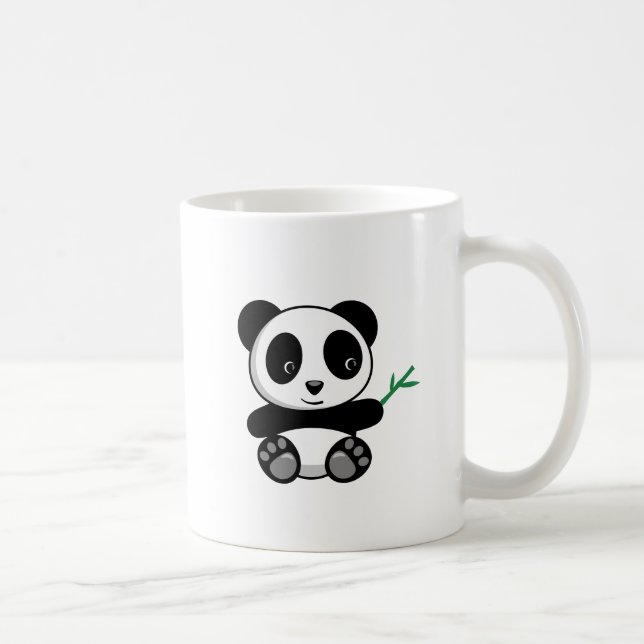 Taza De Café Pequeño Panda lindo con palo de bambú (Derecha)