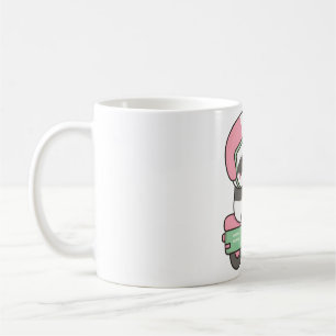 Taza De Café Pequeño Panda lindo montando Scooter verde