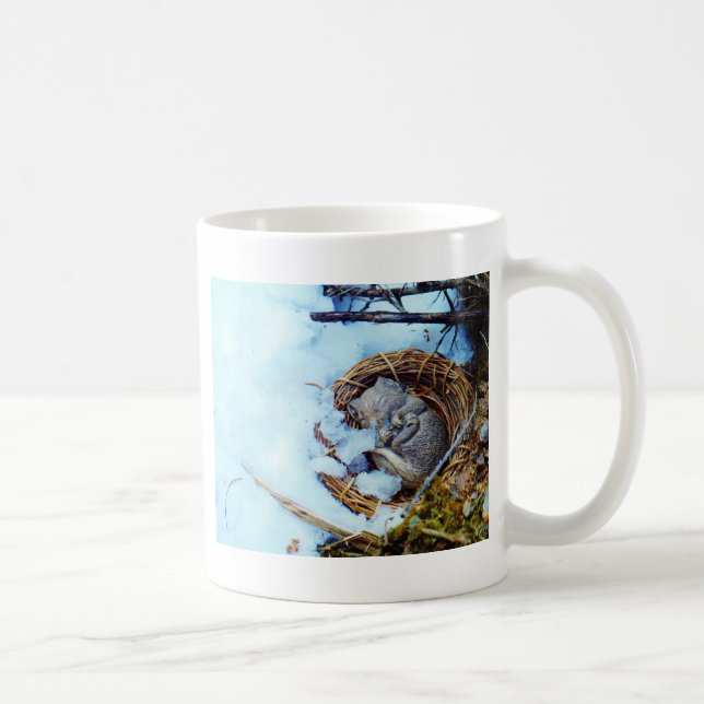 Taza De Café Pequeño ratón durmiendo en la nieve (Derecha)