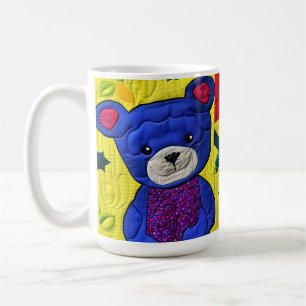 Taza De Café Pequeño Teddy Blue Teddy Bear Quilly Like Design
