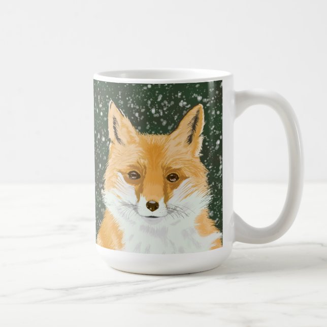 Taza De Café Pequeño zorro rojo lindo - en la nieve. (Derecha)