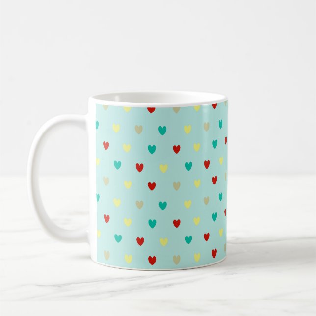 Taza De Café Pequeños corazones de polka en verde marino (Izquierda)