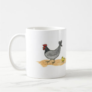 Taza De Café Pequeños gallina gris y polluelo