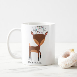 Taza De Café Pequeños Navidades de renos adorables iluminan el 