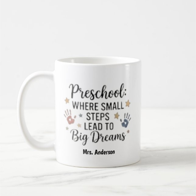 Taza De Café Pequeños Pasos Llevan a Grandes Sueños Nombre Pers (Izquierda)