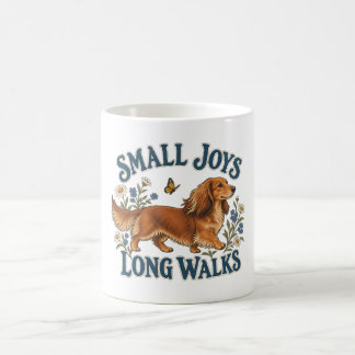 Taza De Café Pequeños Placeres Paseos Largos Dachshund y Flores