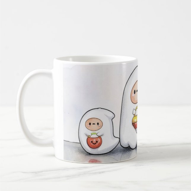 Taza De Café Pequeños y pequeños fantasmas Halloween  (Izquierda)