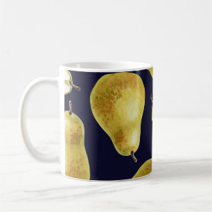 Taza De Café pera madura, fondo negro, arte de jardín