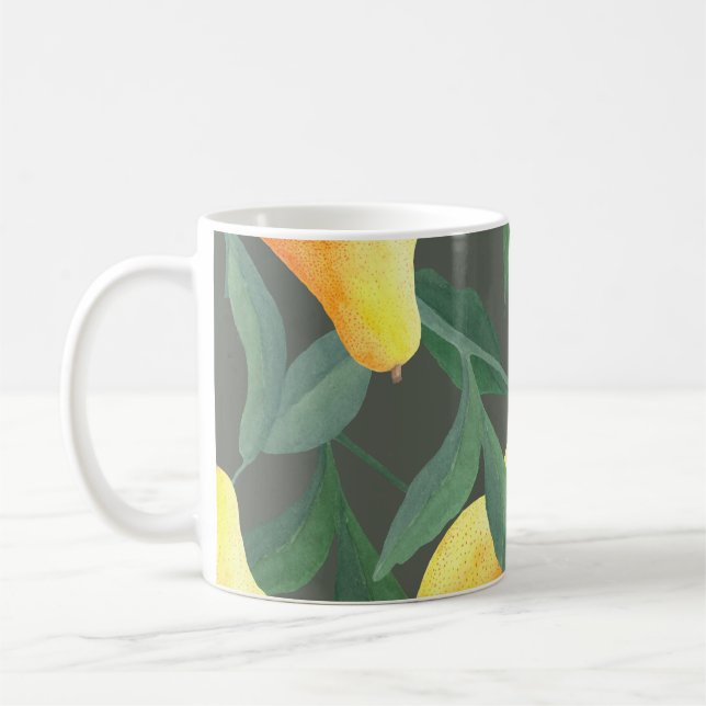 Taza De Café Peras acuarelas, hojas: sin costuras botánicas. (Izquierda)