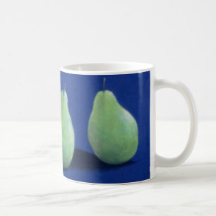 Taza De Café Peras en un paño azul