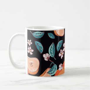 Taza De Café Peras jugosas: patrón de fruta a mano.
