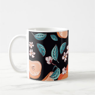 Taza De Café Peras jugosas: patrón de fruta a mano.