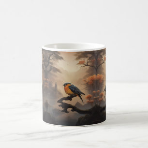 Taza De Café Perca iluminada por la luna: un pájaro solitario e