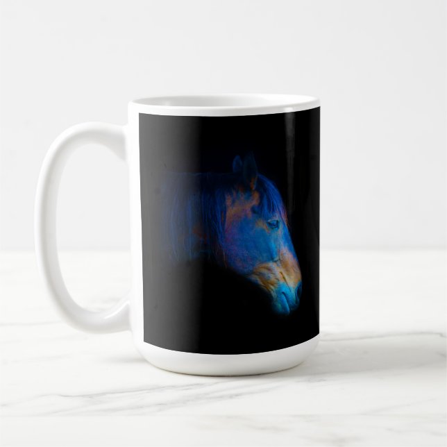 Taza De Café Percheron negro HDR Portrait Equine Foto (Izquierda)