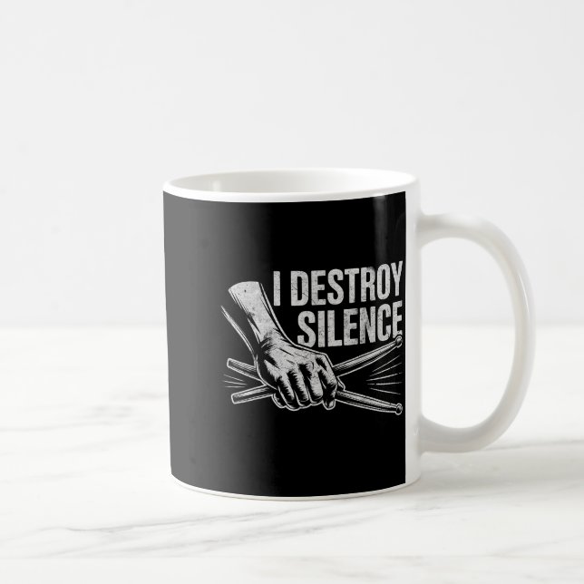 Taza De Café Percussionist Drummer I Destroy Silence Drumming L (Derecha)