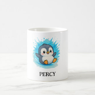 Taza De Café Percy Penguin Mug – Custom Cute Animal Name Gift
