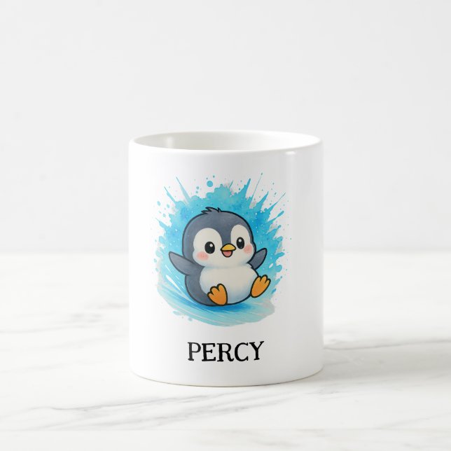 Taza De Café Percy Penguin Mug – Custom Cute Animal Name Gift (Centro)