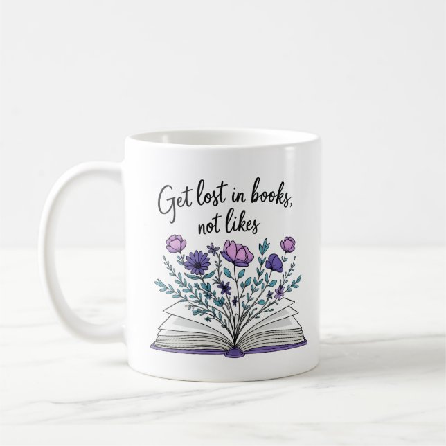 Taza De Café Perderse en libros, no me gusta - cita literaria (Izquierda)