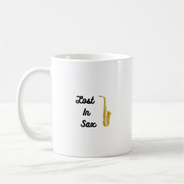 Taza De Café Perdido en Sax con un saxofón