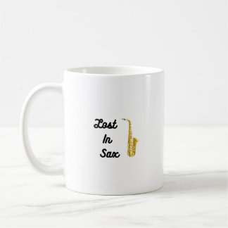 Taza De Café Perdido en Sax con un saxofón