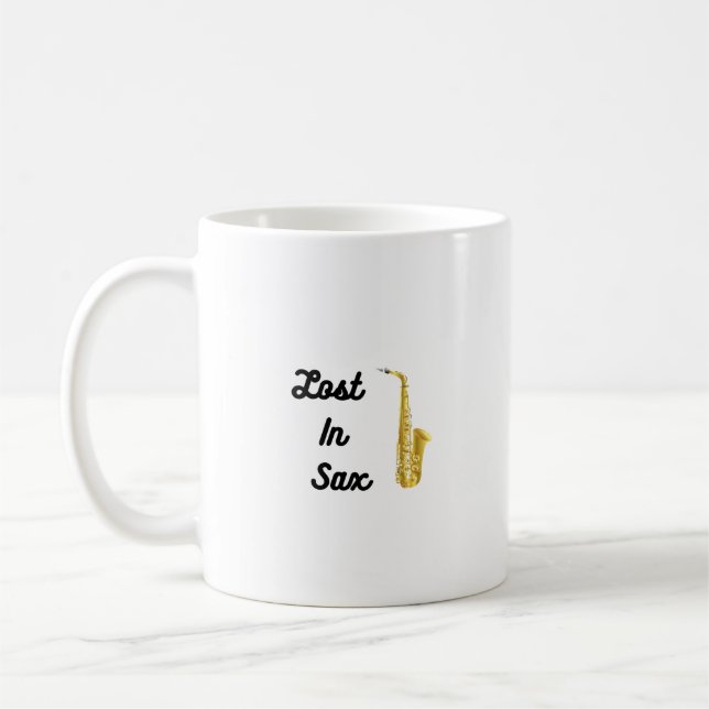 Taza De Café Perdido en Sax con un saxofón (Izquierda)