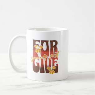 Taza De Café Perdónate primero - Flor de margarita retro