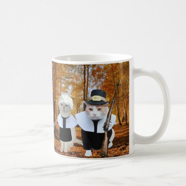 Taza De Café Peregrinos divertidos adaptables del gato/del (Derecha)
