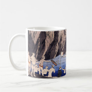 Taza De Café Peregrinos en la cascada por Utagawa Kuniyoshi 