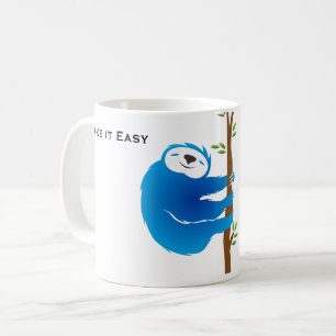 Taza de café Perezoso Azul Tómelo con Calma y Tran