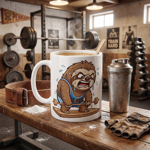Taza De Café Perezoso divertido levantador de pesas gimnasio de
