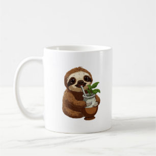 Taza De Café Perezoso Lindo Bebiendo Yerba Mate � Adorable Kawa