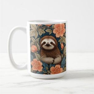Taza De Café Perezoso Lindo Floral Elegante Inspirado en Willia