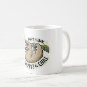 Taza De Café Perezoso lindo "No te apresures, sé feliz y relája