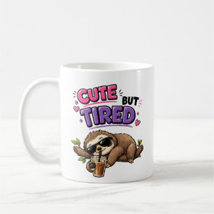 Taza De Café Perezoso lindo pero cansado con café con hielo